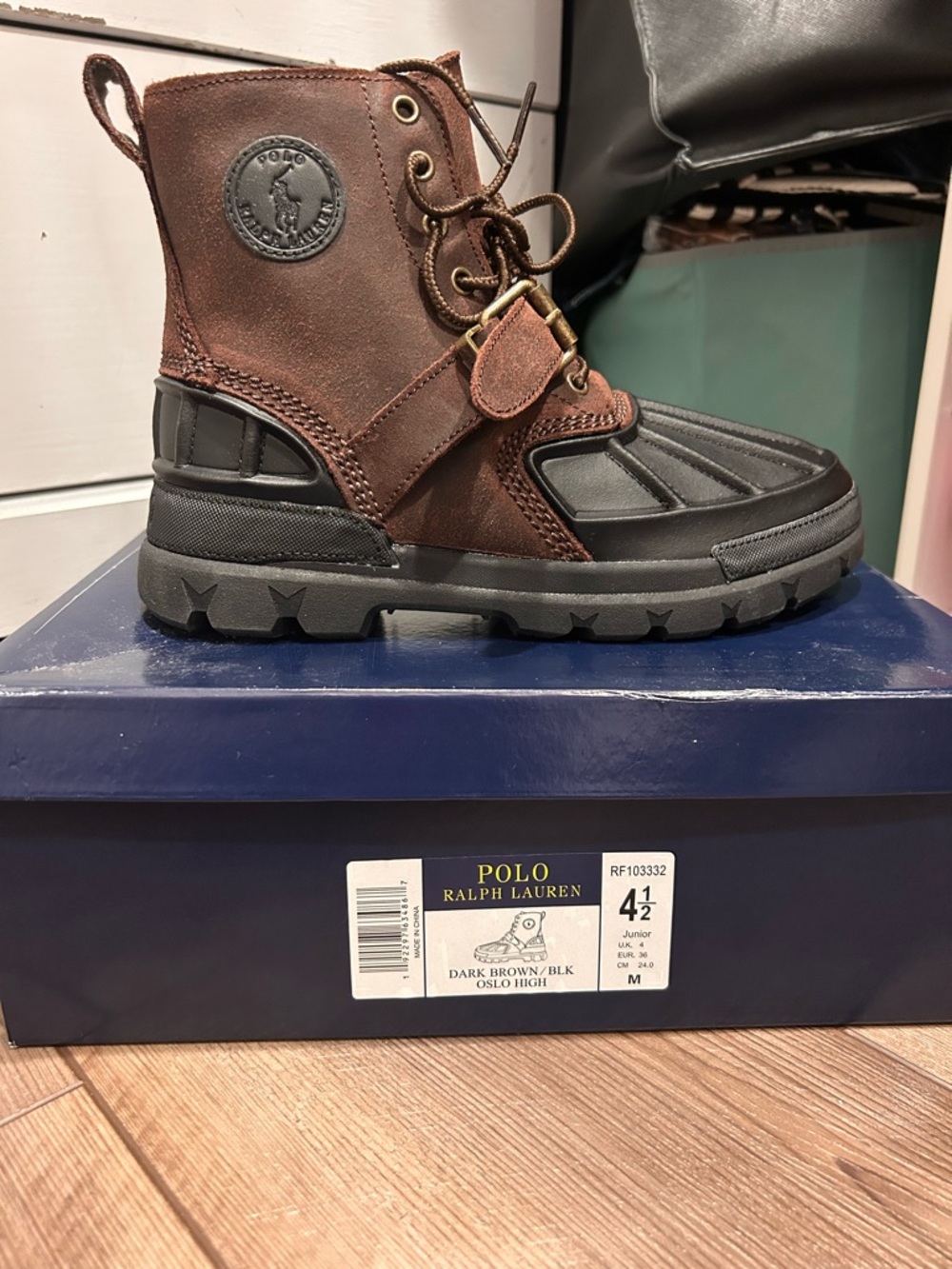 Ralph Lauren Kids Dark Brown & Black Duck Boot